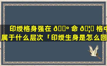 印绶格身强在 🐺 命 🦍 格中属于什么层次「印绶生身是怎么回事呢」